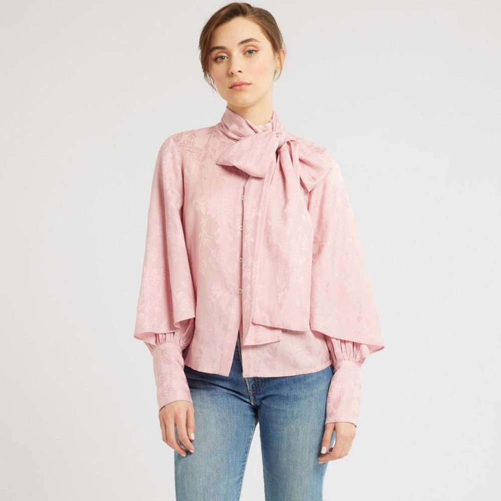 NWT Mille GiGi Jacquard Long Sleeve Blouse - Picture 4 of 9